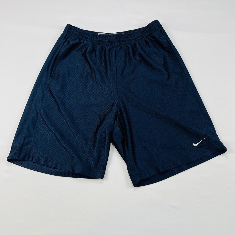 VINTAGE Nike Basketball Shorts Mens  Blue White Swoosh Athletic Satin Shiny XL